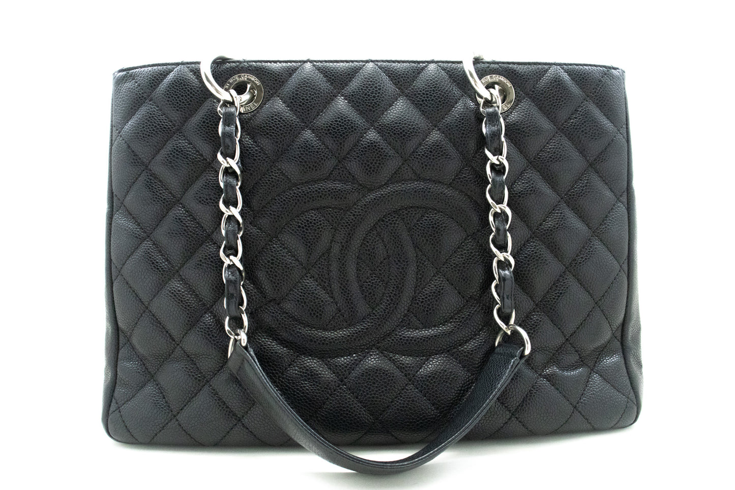CHANEL Caviar GST 13" Grand Shopping Tote Chain Shoulder Bag Black n38 hannari-shop