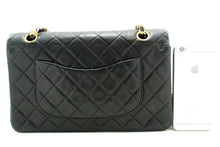 CHANEL Classic Double Flap 10" Chain Shoulder Bag Black Lambskin m48 hannari-shop