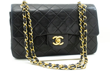 CHANEL Classic Double Flap 9" Chain Shoulder Bag Black Lambskin L41 hannari-shop