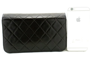 CHANEL Full Flap Chain Shoulder Bag Clutch Black Quilted Lambskin m96 hannari-shop