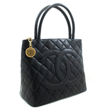 CHANEL Gold Medallion Caviar Shoulder Bag Grand Shopping Tote Bk n47 hannari-shop