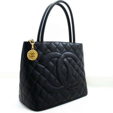 CHANEL Gold Medallion Caviar Shoulder Bag Grand Shopping Tote n56 hannari-shop
