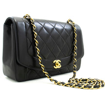 CHANEL Diana Flap Chain Shoulder Bag Black Quilted Lambskin Purse n74 hannari-shop