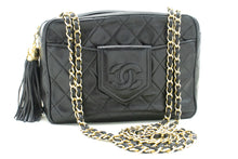 CHANEL Vintage Classic Chain Shoulder Bag Black Quilted Lambskin n17 hannari-shop