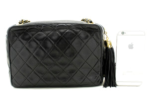 CHANEL Vintage Classic Chain Shoulder Bag Black Quilted Lambskin n17 hannari-shop