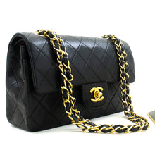 CHANEL Classic Double Flap 9" Chain Shoulder Bag Black Lambskin n08 hannari-shop