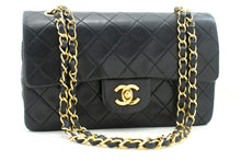 CHANEL Classic Double Flap 9" Chain Shoulder Bag Black Lambskin n08 hannari-shop