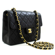 CHANEL Mini Square Small Chain Shoulder Bag Crossbody Black Lamb n28 hannari-shop