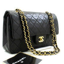 CHANEL Classic Double Flap 10" Chain Shoulder Bag Black Lambskin m94 hannari-shop