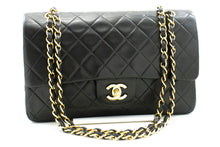 CHANEL Classic Double Flap 10" Chain Shoulder Bag Black Lambskin m94 hannari-shop