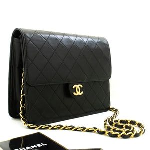 CHANEL Small Chain Shoulder Bag Clutch Black Quilted Flap Lambskin n57 hannari-shop