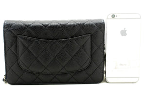 CHANEL Caviar Wallet On Chain WOC Black Shoulder Bag Crossbody SV n87 hannari-shop