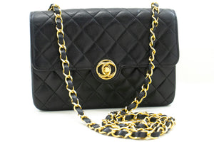 CHANEL Mini Small Chain Shoulder Bag Black Lambskin Quilted Flap n15 hannari-shop