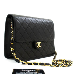 CHANEL Small Chain Shoulder Bag Clutch Black Quilted Flap Lambskin n79 hannari-shop