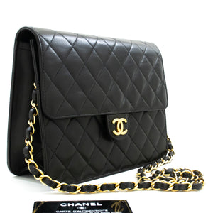 CHANEL Small Chain Shoulder Bag Clutch Black Quilted Flap Lambskin n93 hannari-shop