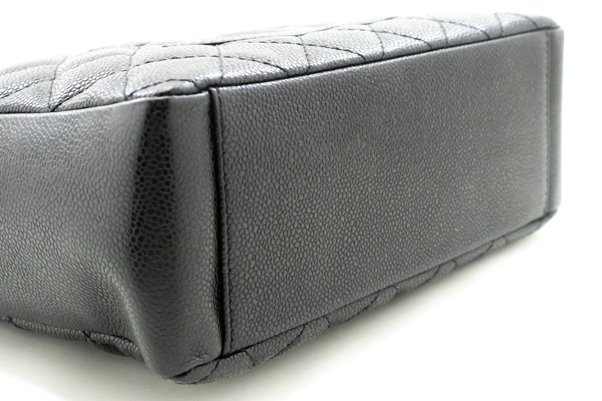 CHANEL Caviar PST Chain Schoudertas Shopping Tote Zwart Gequilt n51 hannari-shop