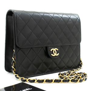 CHANEL Small Chain Shoulder Bag Clutch Black Quilted Flap Lambskin n85 hannari-shop