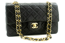 CHANEL Classic Double Flap 9" Chain Shoulder Bag Black Lambskin n92 hannari-shop