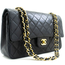 CHANEL Classic Double Flap 10" Chain Shoulder Bag Black Lambskin p09 hannari-shop