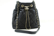 CHANEL Drawstring Chain Shoulder Bag Black Quilted Lambskin Purse p12 hannari-shop