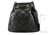 CHANEL Drawstring Chain Shoulder Bag Black Quilted Lambskin Purse p12 hannari-shop