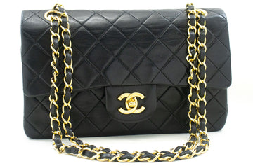 CHANEL Classic Double Flap 9" Chain Shoulder Bag Black Lambskin p02 hannari-shop