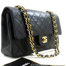 CHANEL Classic Double Flap 10" Chain Shoulder Bag Black Lambskin p15 hannari-shop