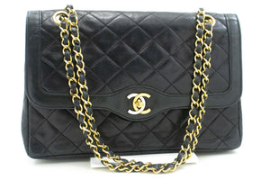 CHANEL Paris Limited Chain Shoulder Bag Black Quilted Single Flap p37 hannari-shop