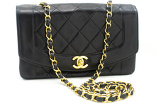 CHANEL Diana Flap Chain Shoulder Bag Black Quilted Lambskin Purse p35 hannari-shop