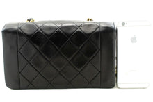 CHANEL Diana Flap Chain Shoulder Bag Black Quilted Lambskin Purse p35 hannari-shop