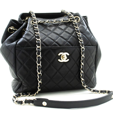 CHANEL Drawstring Chain Shoulder Bag Black Quilted Lambskin Purse p11 hannari-shop