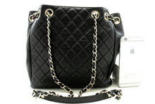 CHANEL Drawstring Chain Shoulder Bag Black Quilted Lambskin Purse p11 hannari-shop