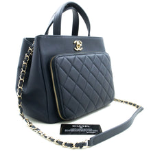 CHANEL Navy Grained Calfskin Leather Shoulder Bag Handbag Quilted p44 hannari-shop