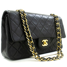 CHANEL Classic Double Flap 10" Chain Shoulder Bag Black Lambskin p36 hannari-shop