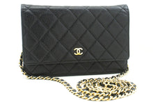 CHANEL Grained Calfskin Wallet On Chain WOC Black Shoulder Bag p63 hannari-shop