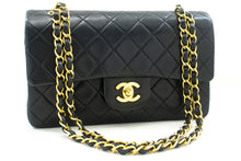 CHANEL Classic Double Flap 9" Chain Shoulder Bag Black Lambskin p43 hannari-shop