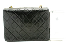 CHANEL Mini Square Small Chain Shoulder Bag Crossbody Black Lamb p41 hannari-shop