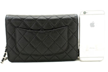 CHANEL Grained Calfskin Wallet On Chain WOC Black Shoulder Bag p60 hannari-shop