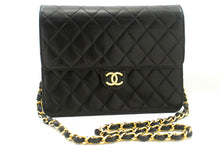 CHANEL Small Chain Shoulder Bag Clutch Black Quilted Flap Lambskin p55 hannari-shop