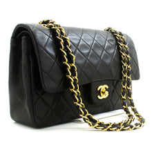 CHANEL Classic Double Flap 10" Chain Shoulder Bag Black Lambskin p20 hannari-shop