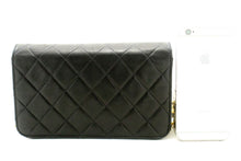 CHANEL Full Flap Chain Shoulder Bag Clutch Black Quilted Lambskin p19 hannari-shop