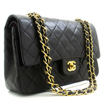 CHANEL Classic Double Flap 10" Chain Shoulder Bag Black Lambskin n99 hannari-shop