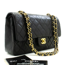 CHANEL Classic Double Flap 10" Chain Shoulder Bag Black Lambskin p58 hannari-shop