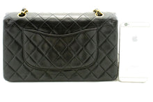 CHANEL Classic Double Flap 10" Chain Shoulder Bag Black Lambskin p58 hannari-shop