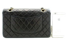 CHANEL Classic Double Flap 10" Chain Shoulder Bag Black Lambskin p62 hannari-shop
