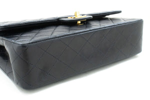 CHANEL Classic Double Flap 10" Chain Shoulder Bag Black Lambskin p62 hannari-shop