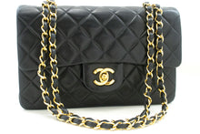 CHANEL Classic Double Flap 9" Chain Shoulder Bag Black Lambskin p68 hannari-shop