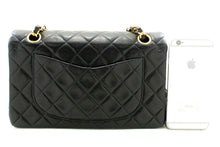 CHANEL Classic Double Flap 9" Chain Shoulder Bag Black Lambskin p68 hannari-shop