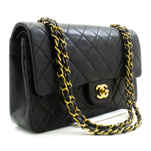 CHANEL Classic Double Flap 10" Chain Shoulder Bag Black Lambskin f91 hannari-shop