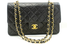 CHANEL Classic Double Flap 10" Chain Shoulder Bag Black Lambskin p64 hannari-shop